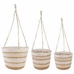vidaXL Zeegras Plantenmanden 3 pcs Natuurlijk, Wit en Beige, Tuin en Terras, Verzenden, Nieuw