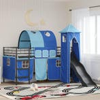 vidaXL Kidsloftbedframe Zwart en Blauw 107 x 200 cm Metaal, Verzenden