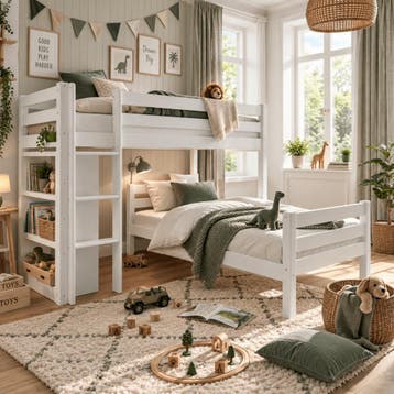 Infanskids Pino Hoekstapelbed Wit - Buitenmaat 208x140x208cm, Nieuw