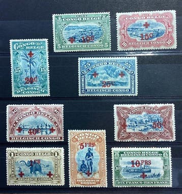 Belgisch-Congo 1918 - Belgisch Congo opdruk Rode Kruis 1918, Gestempeld