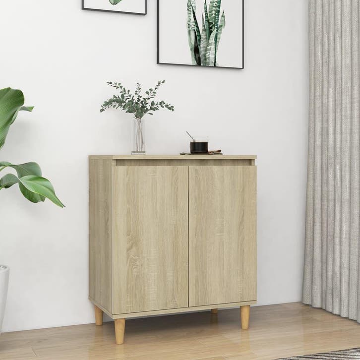 vidaXL Dressoir met houten poten 60x35x70 cm bewerkt hout, Huis en Inrichting, Kasten | Dressoirs, Nieuw, Verzenden