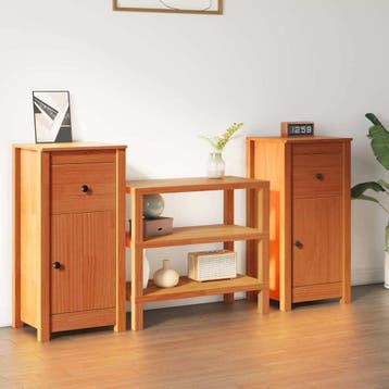 vidaXL Dressoir 2 st Wasbruin 39 x 34,5 x 80 cm Massief, Huis en Inrichting, Verzenden, Nieuw