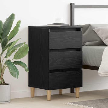 vidaXL Nachtkastje Zwart Eiken 40 x 35 x 69 cm Bewerkt hout, Verzenden