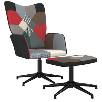 vidaXL Relaxstoel met voetenbank patchwork stof, Maison & Meubles, Fauteuils, Verzenden