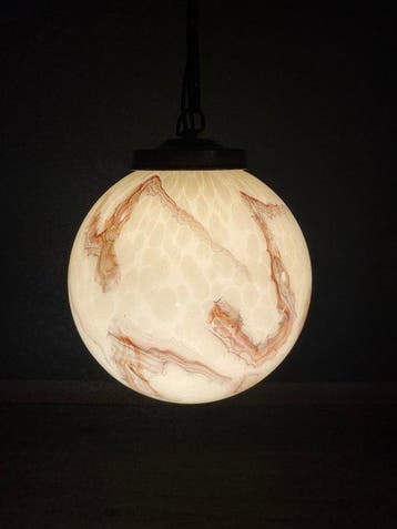 Plafondlamp - Glas - Hanglamp gemarmerde bol