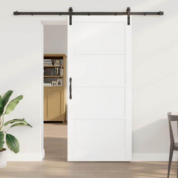vidaXL Schuifdeur 93 x 211 cm Bewerkt hout Wit en zwart, Verzenden, Nieuw