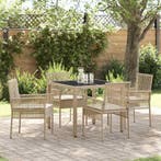 vidaXL Tuin Eettafel Set 5 pcs Beige poly rattan, Verzenden, Nieuw
