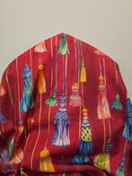 300x280cm! Exclusieve Art Deco-stof met gekleurde franjes -