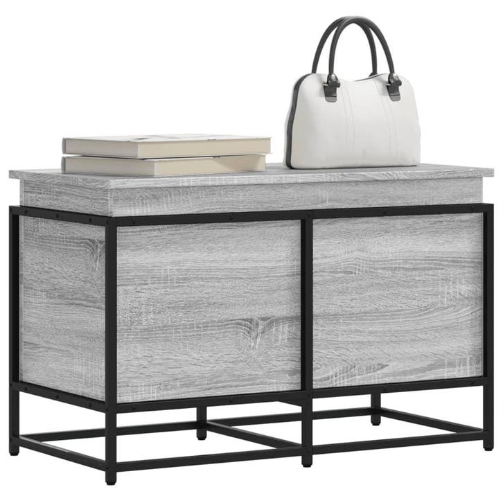 vidaXL Opbergbox met deksel 80x40x51,5 cm bewerkt hout grijs, Doe-het-zelf en Bouw, Kratten en Dozen, Nieuw, Verzenden