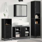 vidaXL Badkamermeubel Set met plank 3 pcs Zwart Eiken, Verzenden, Nieuw