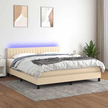 vidaXL Boxspring met matras en LED stof crèmekleurig 160x200, Verzenden, Nieuw