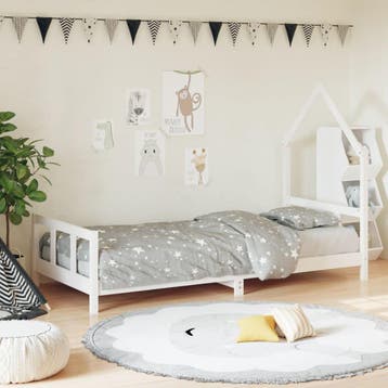 vidaXL Kinderbedframe 90x200 cm massief grenenhout wit, Verzenden