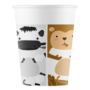 Jungle Bekers Papier 200ml 8st, Verzenden
