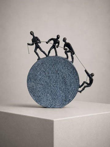 sculptuur, “Together We Climb” – Moderne sculptuur met 4