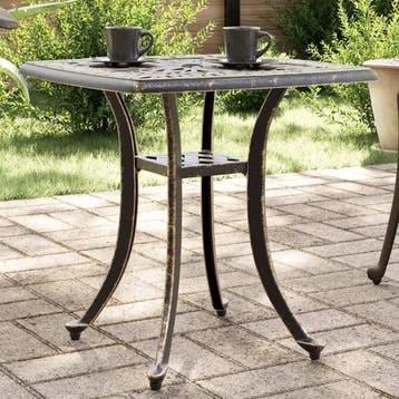 vidaXL Tuintafel 53x53x53 cm gietaluminium bronskleurig, Tuin en Terras, Verzenden, Nieuw