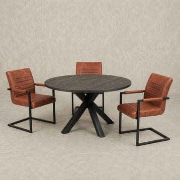 Mangohouten Eettafel Rond Tara 130 cm Zwart (5cm), Maison & Meubles, Verzenden