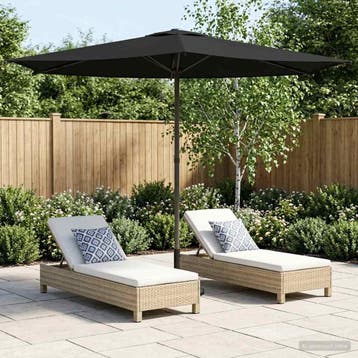 vidaXL Tuinparasol 270 x 270 cm Polyester Rechthoekig Zwart, Tuin en Terras, Verzenden, Nieuw