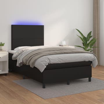 vidaXL Boxspring met matras en LED kunstleer zwart 120x200, Verzenden, Nieuw