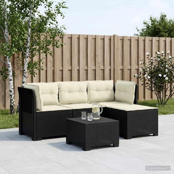 vidaXL 4-Zitter Tuin Sofa met Kussens Rattan Look PP, Verzenden, Nieuw