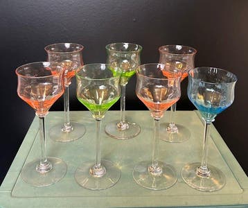 Drankservies (7) - Kristal - Prachtig set: gekleurd en
