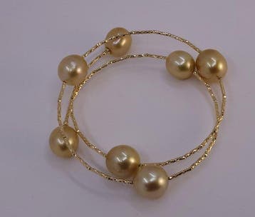 Armband - 18 karaat Geel goud, Diep gouden Zuidzee parels, Handtassen en Accessoires, Armbanden, Nieuw