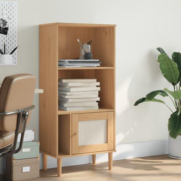 vidaXL Boekenkast SENJA rattan-look 60x35x130 cm grenenhout, Verzenden, Nieuw