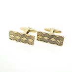 Vintage gouden manchetknopen met patroon, Handtassen en Accessoires, Manchetknopen, Ophalen of Verzenden, Gebruikt, Goud