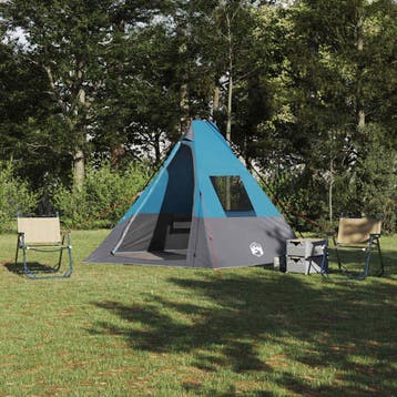 vidaXL Tipi Tent 6-persoons Waterdicht Blauw taft, Verzenden