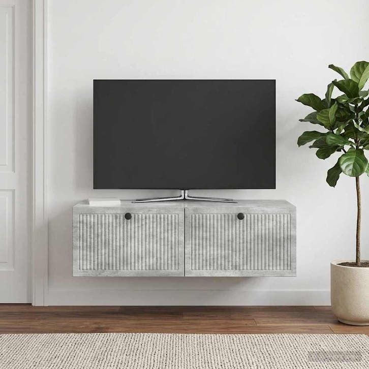 vidaXL Wandmontage TV-kast Betongrijs 98 x 41 x 30 cm, Huis en Inrichting, Kasten |Televisiemeubels, Nieuw, Verzenden