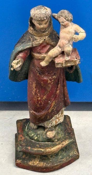 Figuur - Hl. Antonius mit Jesu Kind - 25 cm - Hout, Antiek en Kunst