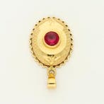 Pendentif - 14 carats Or jaune - 1.26ct. tw. Rubis