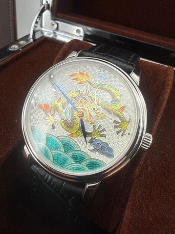 BEIJING watch - Enamel Dragon Cloisonné 999 silver based