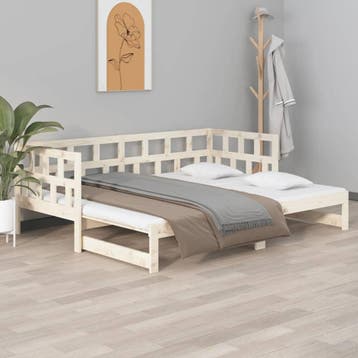 vidaXL Slaapbank uitschuifbaar massief grenenhout 2x(80x200), Verzenden