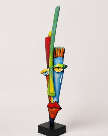 sculptuur, “Dual Vision” – Groot handbeschilderd metalen