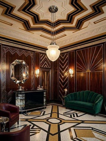 Manifattura Italiana Art Decò - Lampe à suspendre - Laiton,, Antiquités & Art