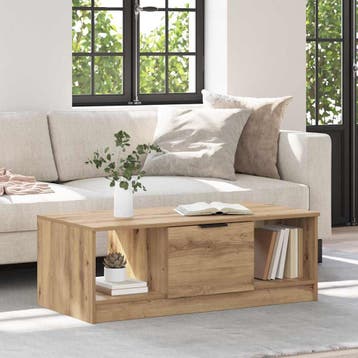 vidaXL Salontafel Artisan Eiken 102 x 50 x 36cm Bewerkt hout, Verzenden, Nieuw