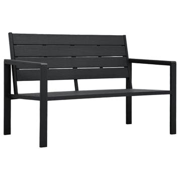 vidaXL Tuinbank hout-look 120 cm HDPE zwart, Tuin en Terras, Tuinsets en Loungesets, Verzenden, Nieuw