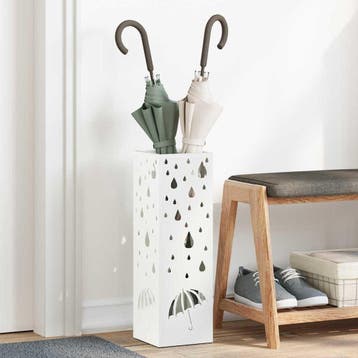 vidaXL Regen Paraplu Stand met opslag Wit 15,5 x 15,5 x 49, Verzenden, Nieuw
