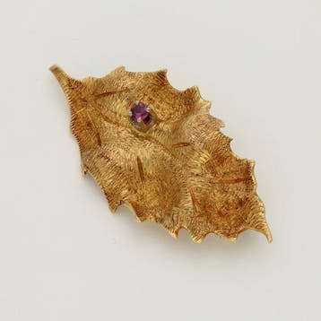 Broche - 14 carats Or jaune - Robijn