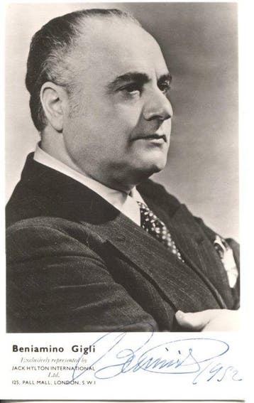 Beniamino Gigli (1890-1957, Italian Tenor) - VINTAGE SIGNED, Nieuw
