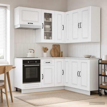 vidaXL Keukenblok KALMAR 8 st Wit Bewerkt hout, Verzenden, Nieuw