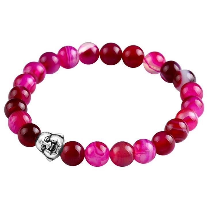 Fako Bijoux - Buddha Armband - Smile - Fuchsia, Handtassen en Accessoires, Armbanden, Verzenden