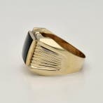 Ring - 18 karaat Geel goud - Onyx, Nieuw