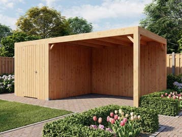 Veiling - Terrasoverkapping met berging 314x750x244cm, Jardin & Terrasse, Verrières