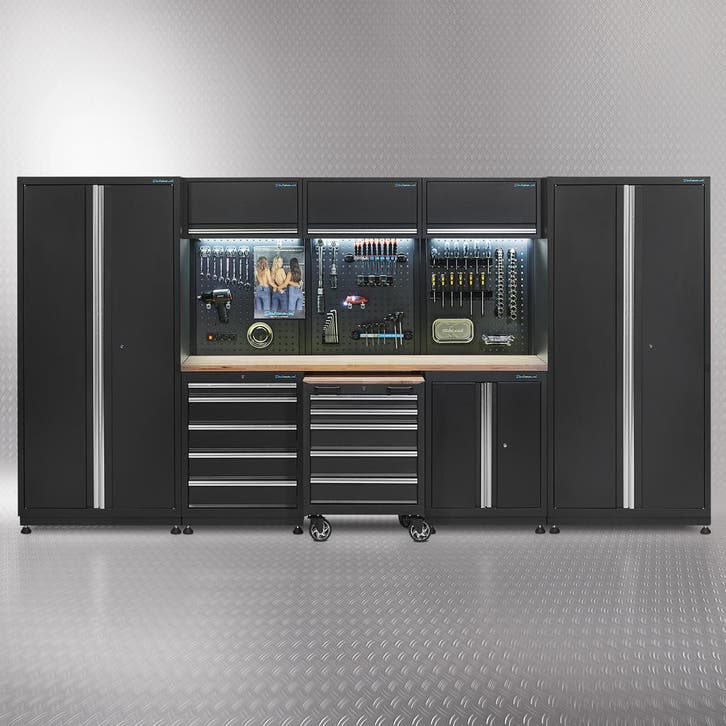 Datona Werkplaatsinrichting PREMIUM met eiken werkblad 385, Doe-het-zelf en Bouw, Werkbanken, Ophalen of Verzenden