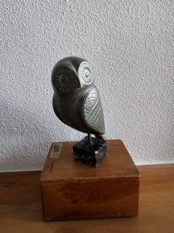 Beeldje - Uil van Athene - Gips, Marmer