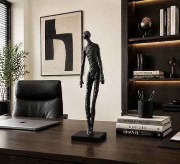 sculptuur, Modern Abstract Human Figure Sculpture – Black