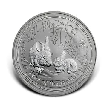 1 troy ounce zilver Lunar Series II munt Year of the Rabbit