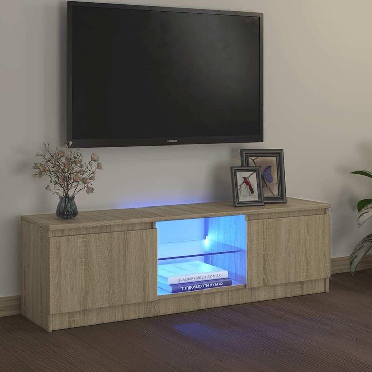 vidaXL Tv-meubel met LED-verlichting 120x30x36 cm sonoma, Maison & Meubles, Armoires | Mobilier de télévision, Envoi