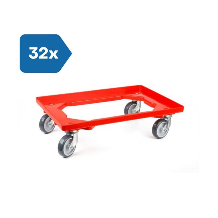 Dolly 60x40x15 rood met 4 rubberen zwenkwielen nieuw Set, Zakelijke goederen, Machines en Bouw | Heftrucks en Intern transport